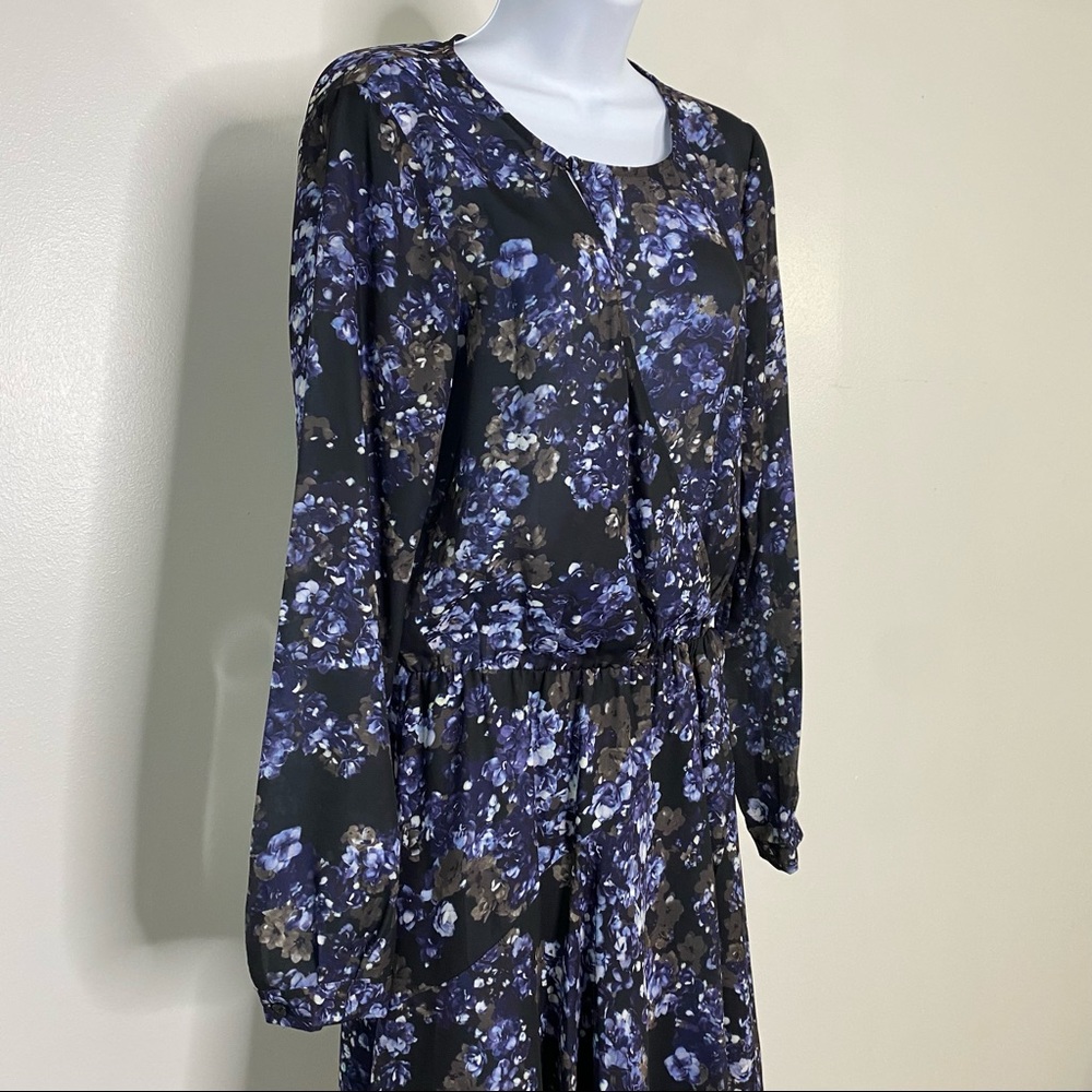 Parker Dark Blue Bonnet Long Sleeve Asymmetrical Dress - - Picture 4 of 10